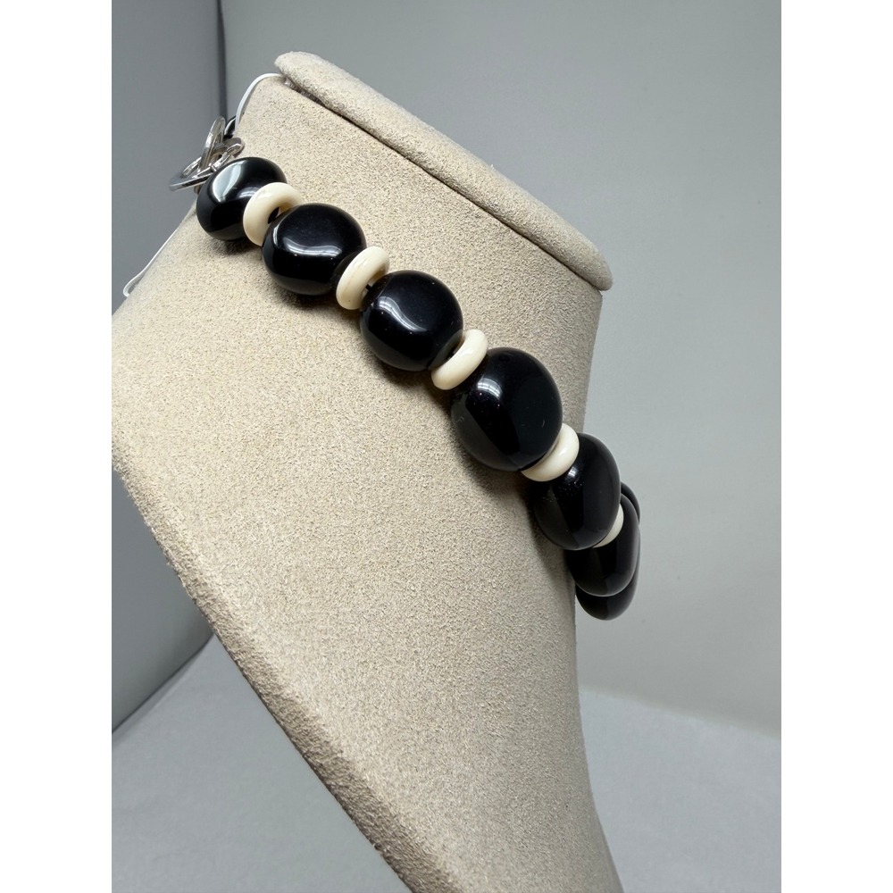 Vintage Bold Chunky Black Bead Statement Necklace Women OS Mob Wife Mod - Picture 5 of 8